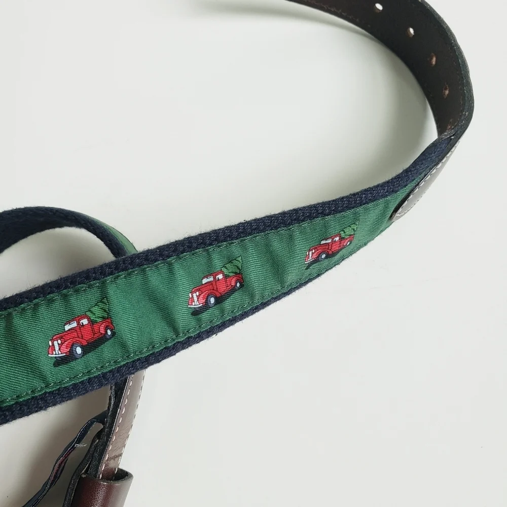 Vineyard Vines Christmas Red Truck Leather Kids Belt - Picture 3 of 5